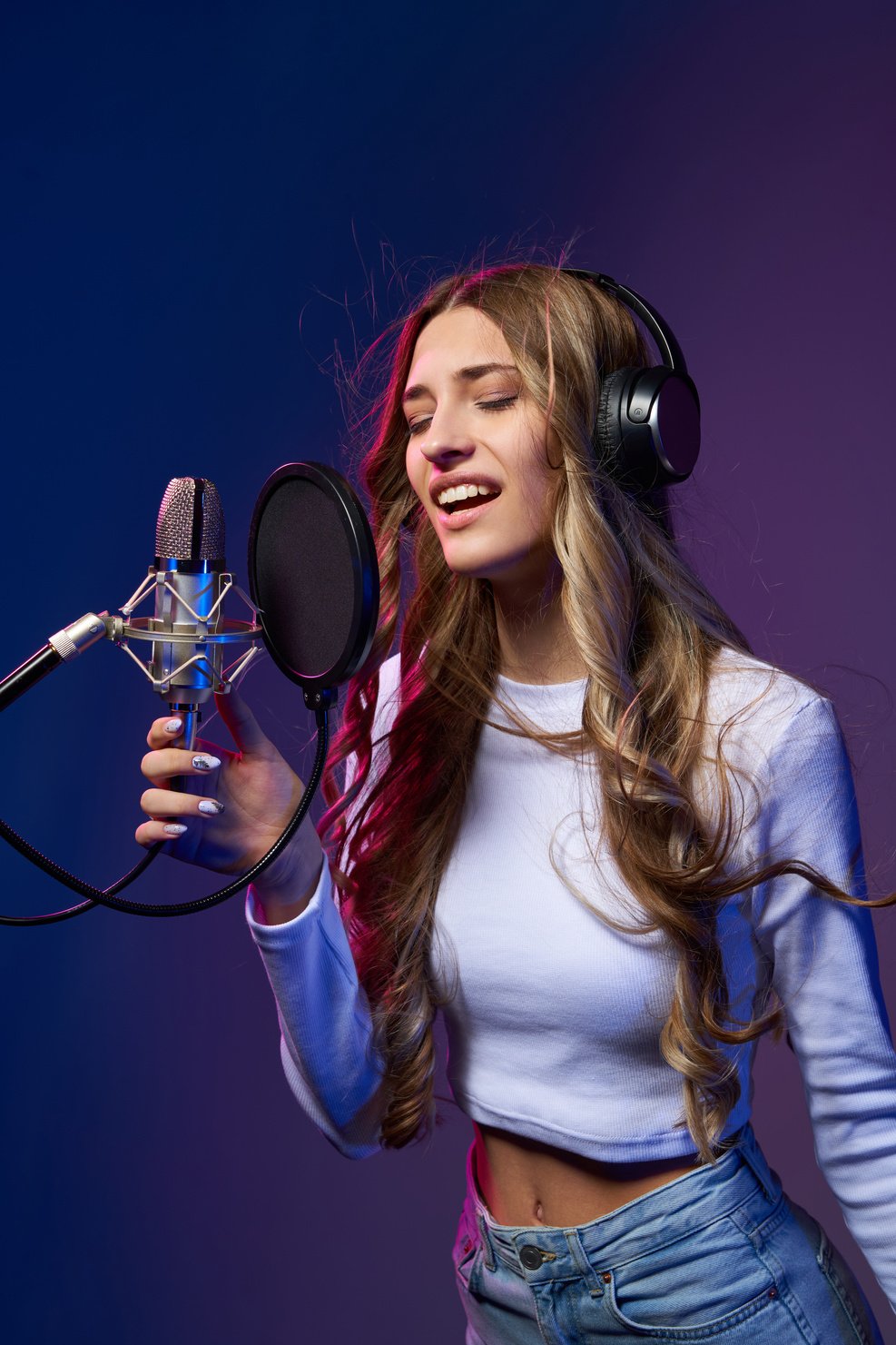 Young Woman in Recording Studio